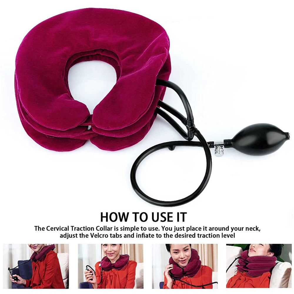 Cervical Neck Traction Device Relief for Chronic Neck & Shoulder Alignment Pain Inflatable Neck Stretcher