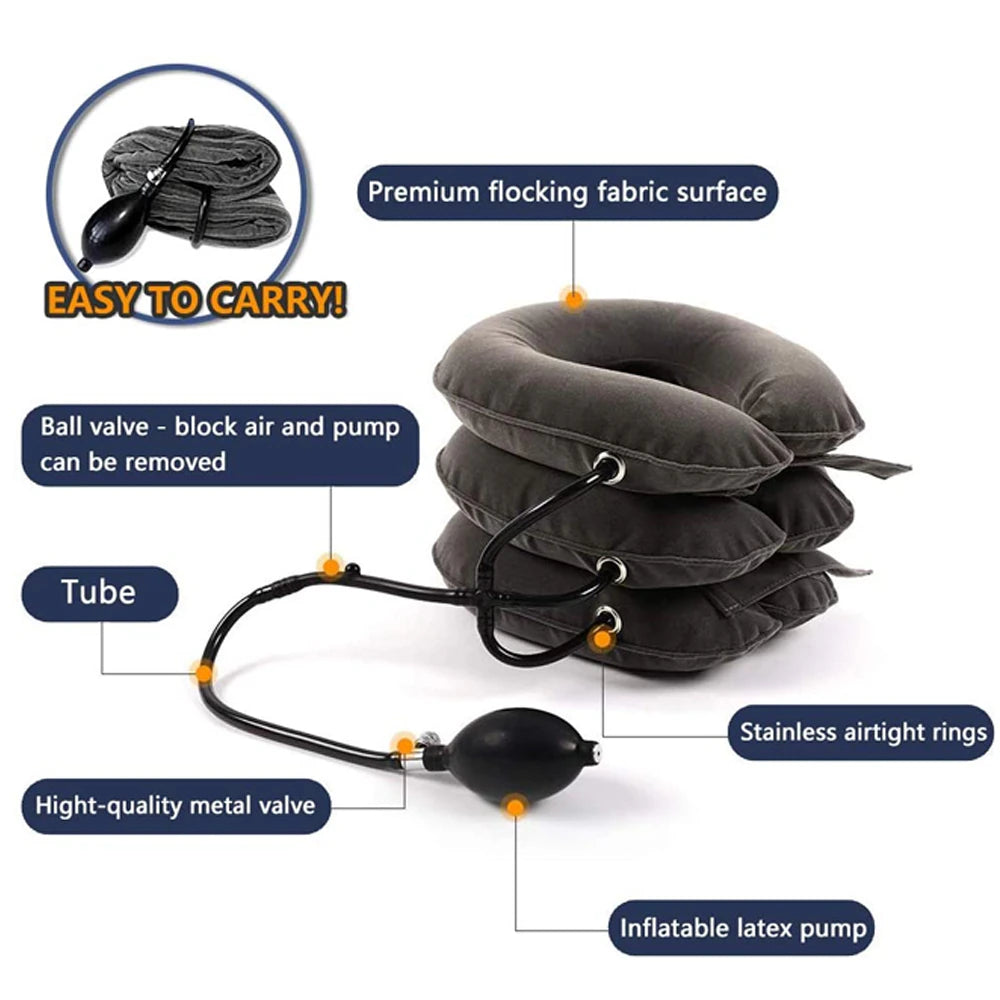 Cervical Neck Traction Device Relief for Chronic Neck & Shoulder Alignment Pain Inflatable Neck Stretcher