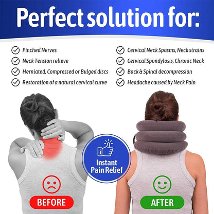 Cervical Neck Traction Device Relief for Chronic Neck & Shoulder Alignment Pain Inflatable Neck Stretcher